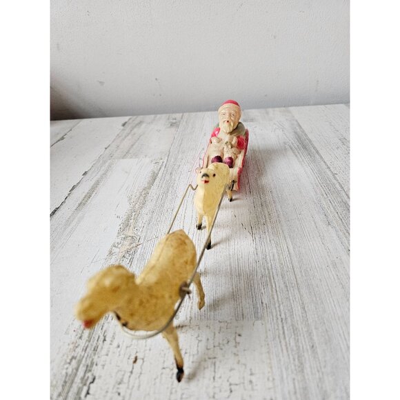 Antique Japan celluloid Santa reindeer plastic as is display sleigh - Picture 5 of 13